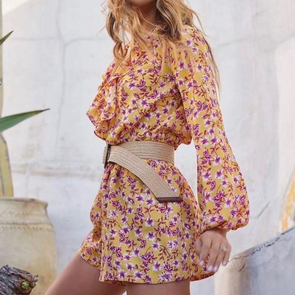 Rocky Barnes’ x Express Floral Yellow Romper